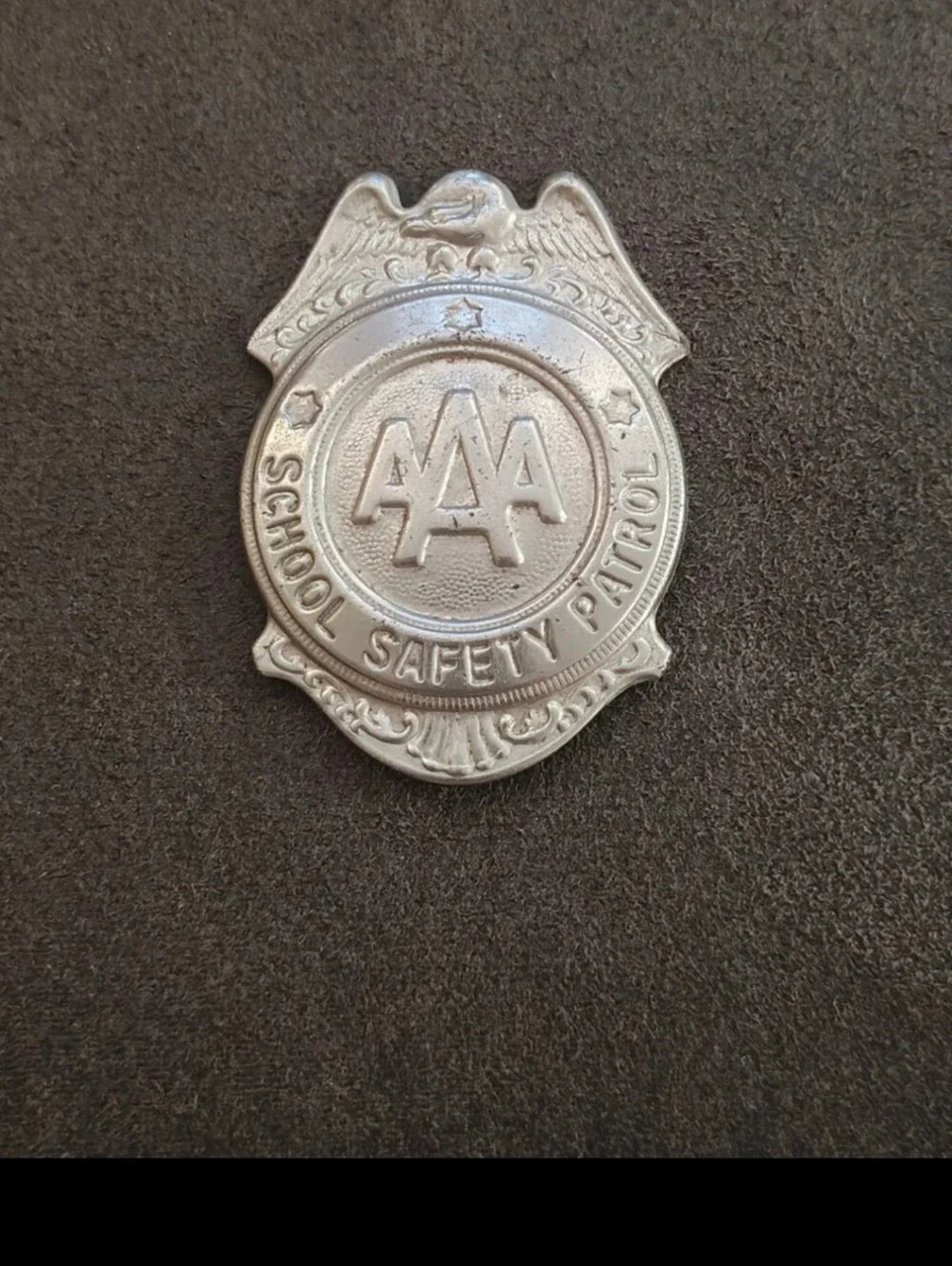 1950s/60s AAA School Safety Patrol Patrolman Shield Badge Pin.